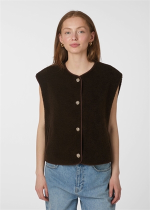 Mariko teddy vest Dark Brown Neo Noir 